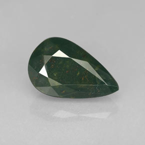Sanguinaria Verde moteado natural de 3.18 ct, En forma de pera, Opaco
