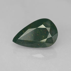Sanguinaria Verde moteado natural de 3.18 ct, En forma de pera, Opaco