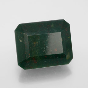 Heliotropo verde natural de 11,47 ct, corte esmeralda, opaco
