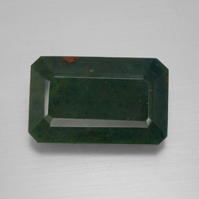 Heliotropo verde natural de 8,92 ct, corte esmeralda, opaco