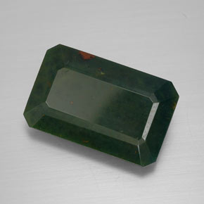 Heliotropo verde natural de 8,92 ct, corte esmeralda, opaco