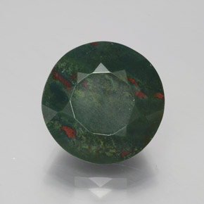 Sanguinaria Verde moteado natural de 11.36 ct, Corte Redondo, Opaco