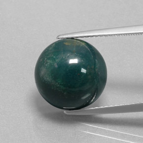 Heliotropo verde natural de 8,90 ct, corte redondo, opaco