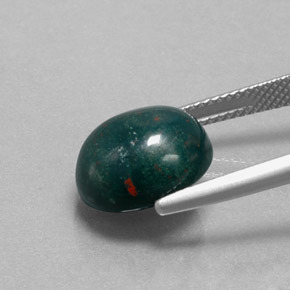 Heliotropo verde natural de 6,77 ct, corte óvalo, opaco