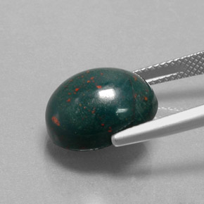 Heliotropo verde natural de 9,64 ct, corte óvalo, opaco