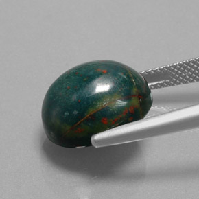 Heliotropo verde natural de 10,88 ct, corte óvalo, opaco