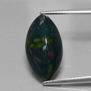 Heliotropo verde natural de 11,82 ct, marquesa, opaco