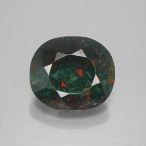 Heliotropo verde natural de 6,44 ct, corte óvalo, opaco