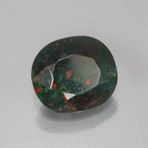 Heliotropo verde natural de 6,44 ct, corte óvalo, opaco
