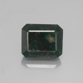 Sanguinaria Verde moteado natural de 4.78 ct, corte esmeralda, Opaco