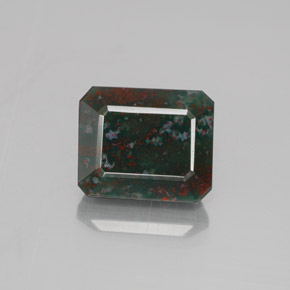 Heliotropo verde natural de 5,06 ct, corte esmeralda, opaco