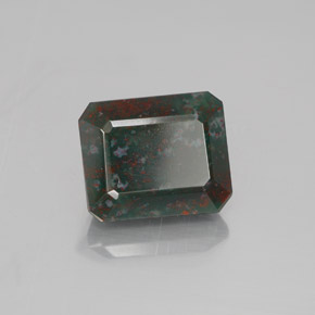 Heliotropo verde natural de 5,06 ct, corte esmeralda, opaco