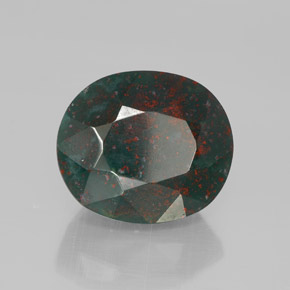 Heliotropo verde natural de 9,59 ct, corte óvalo, opaco