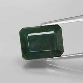 Heliotropo verde natural de 3,59 ct, corte esmeralda, opaco