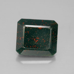 Heliotropo verde natural de 6,36 ct, corte esmeralda, opaco