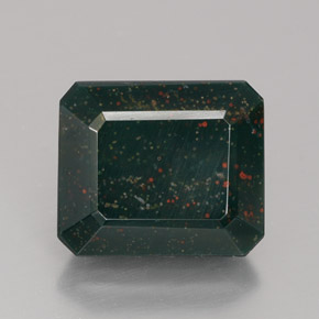Heliotropo verde natural de 5,54 ct, corte esmeralda, opaco