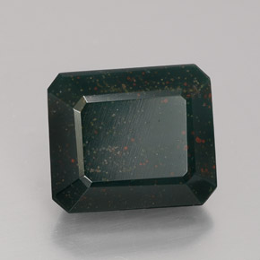 Heliotropo verde natural de 5,54 ct, corte esmeralda, opaco