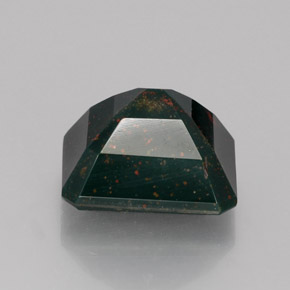 Heliotropo verde natural de 5,54 ct, corte esmeralda, opaco