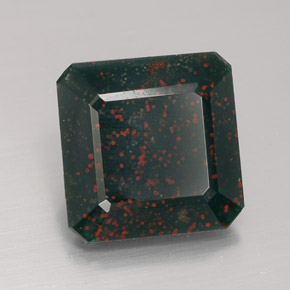 Heliotropo verde natural de 5,88 ct, corte esmeralda, opaco