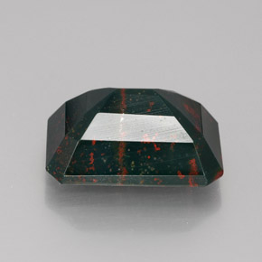 Sanguinaria Verde moteado natural de 9.75 ct, corte esmeralda, Opaco