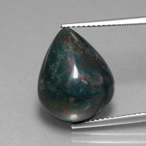 Heliotropo verde natural de 9,51 ct, en forma de pera, opaco