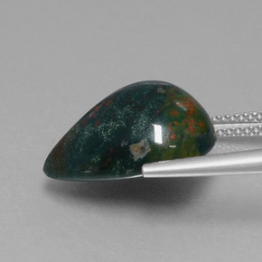 Heliotropo verde natural de 9,51 ct, en forma de pera, opaco