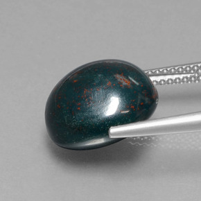 Sanguinaria Verde moteado natural de 9.26 ct, Corte Redondo, Opaco