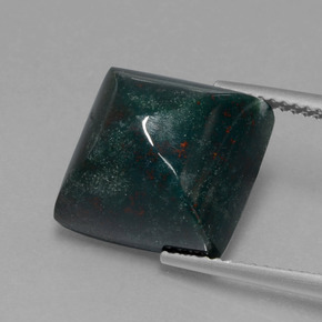 Heliotropo verde natural de 11,03 ct, cuadrado, opaco