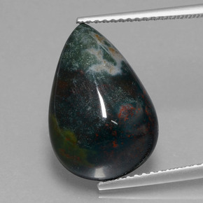 Heliotropo verde natural de 8,57 ct, en forma de pera, opaco