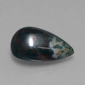Heliotropo verde natural de 8,57 ct, en forma de pera, opaco
