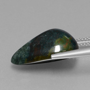 Heliotropo verde natural de 8,57 ct, en forma de pera, opaco