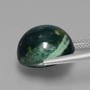 Sanguinaria Verde moteado natural de 12.58 ct, Corte Redondo, Opaco