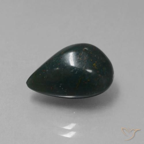Sanguinaria Verde oscuro natural de 8.57 ct, En forma de pera, Opaco
