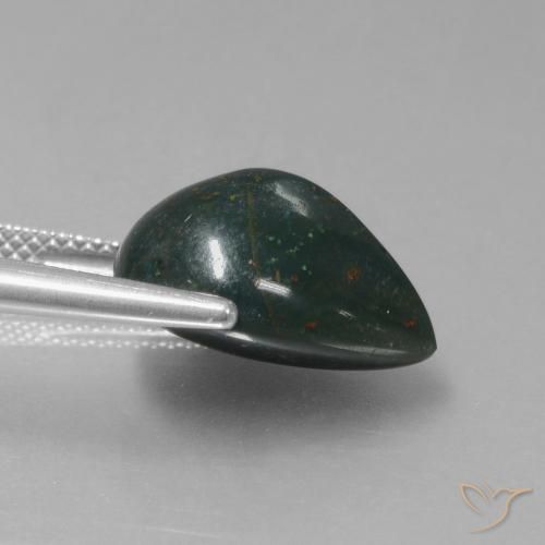 Sanguinaria Verde oscuro natural de 8.57 ct, En forma de pera, Opaco