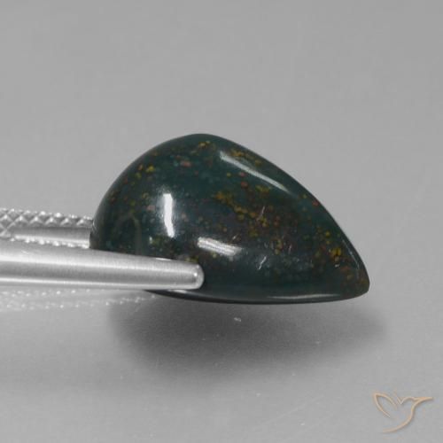 Sanguinaria Verde bosque natural de 8.97 ct, En forma de pera, Opaco
