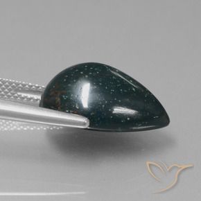 Sanguinaria Verde oscuro natural de 8.83 ct, En forma de pera, Opaco