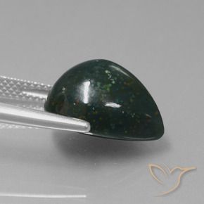 Sanguinaria Verde oscuro natural de 8.78 ct, En forma de pera, Opaco