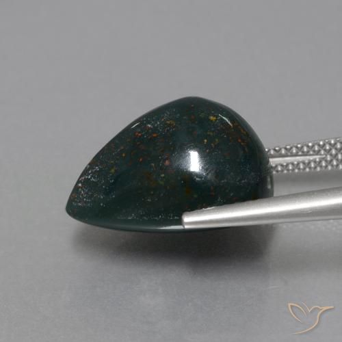 Sanguinaria Verde bosque natural de 11.36 ct, En forma de pera, Opaco
