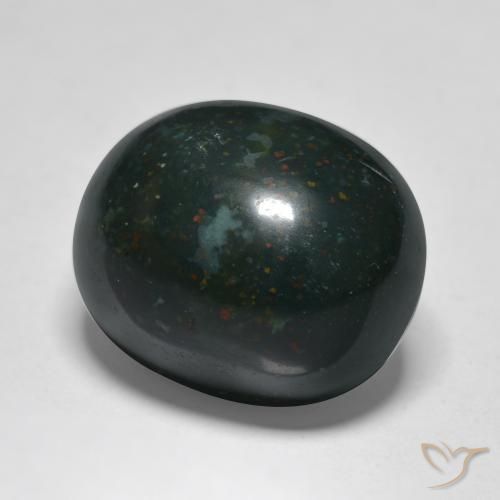 Sanguinaria Verde oscuro natural de 12.20 ct, Ovalada, Opaco