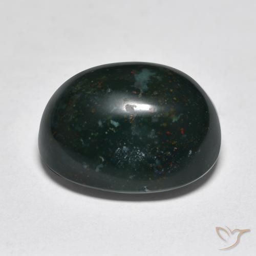 Sanguinaria Verde oscuro natural de 12.20 ct, Ovalada, Opaco