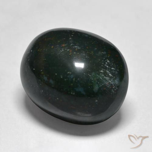 Sanguinaria Verde oscuro natural de 14.09 ct, Ovalada, Opaco
