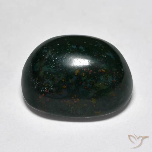 Sanguinaria Verde oscuro natural de 14.09 ct, Ovalada, Opaco