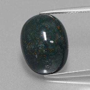 Heliotropo verde natural de 11,08 ct, corte óvalo, opaco