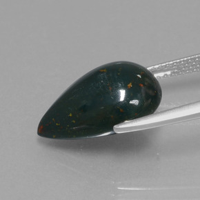 Sanguinaria Verde moteado natural de 5.91 ct, En forma de pera, Opaco