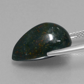 Sanguinaria Verde moteado natural de 9.48 ct, En forma de pera, Opaco