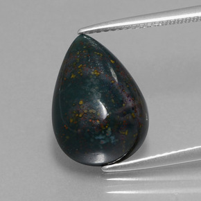 Heliotropo verde natural de 6,94 ct, en forma de pera, opaco