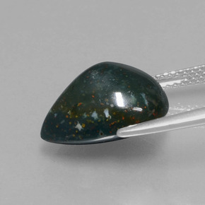 Sanguinaria Verde moteado natural de 7.99 ct, En forma de pera, Opaco