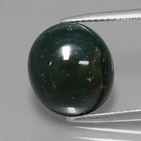 Heliotropo verde natural de 7,40 ct, corte óvalo, opaco