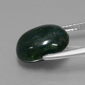 Heliotropo verde natural de 5,82 ct, corte óvalo, opaco