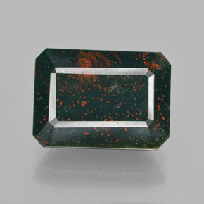 Heliotropo verde natural de 9,73 ct, corte esmeralda, opaco